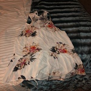 White floral peplum top